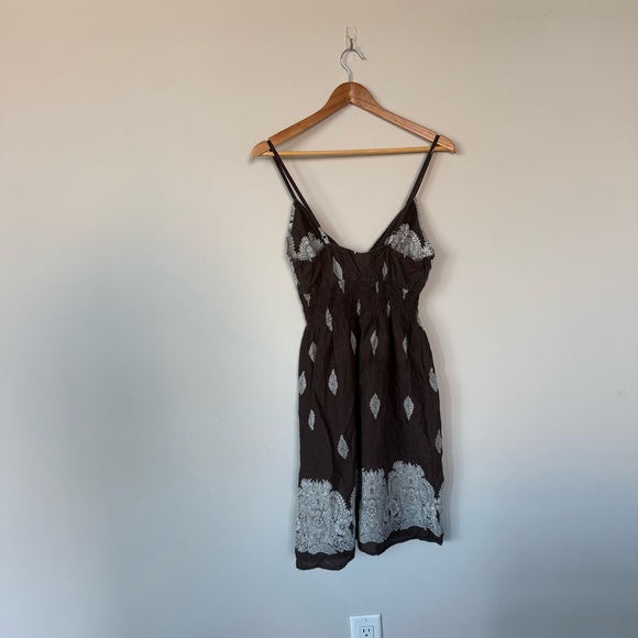 Shes Cool Vintage VTG Y2K Paisley Print Brown Summer Boho Mini Knee Length Dress - Picture 10 of 13